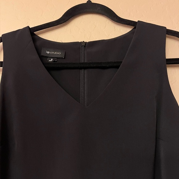 AB Studio Black Sleeveless V-Neck Shift Dress w/Tassels at Hem - Picture 3 of 13